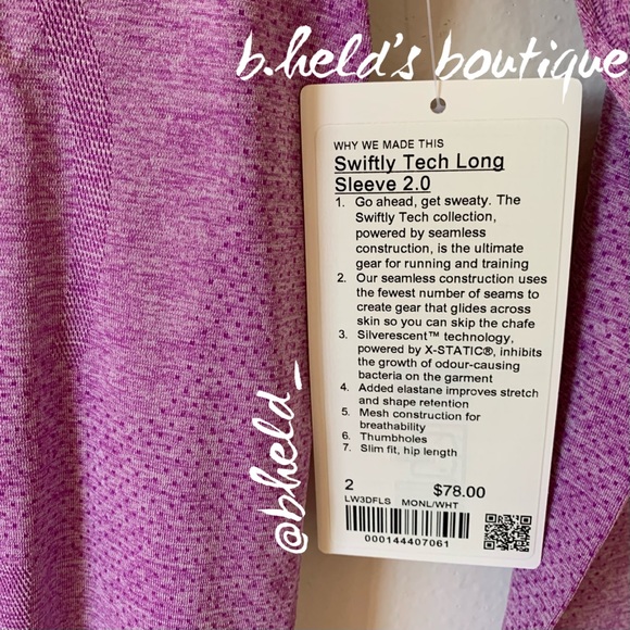 lululemon Swiftly Tech Long Sleeve Shirt 2.0 Moonlit Magenta/White Sz 2 New NWT - Picture 3 of 12